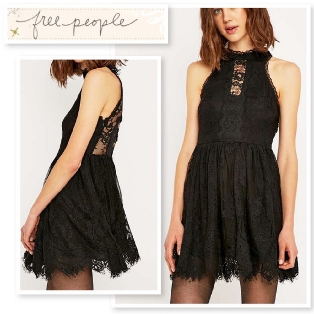 Free People Verushka Lace Minidress Black Lace - Picture 2 of 5
